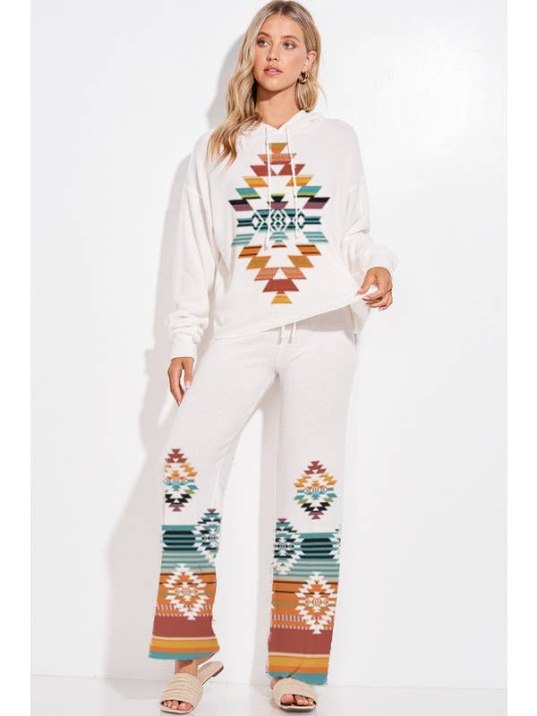 MintChoco - Wholesale Lounge Set - Women's - Aztec print rib loungewear set p4
