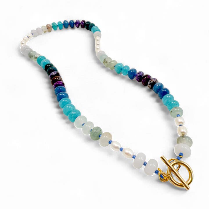 Coastal Glow Freshwater Pearl & Gemstone Beaded Necklace for wholesale by ETHICGOODS