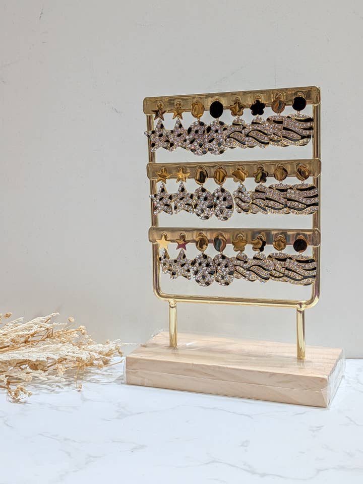 SET of 12 rhinestone earrings patterns for wholesale by LOLO & YAYA