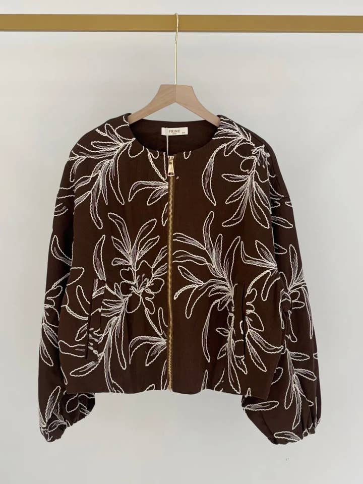 Frime - Wholesale Jacket - Women's - Embroidered jacket with puff sleeves - 565710