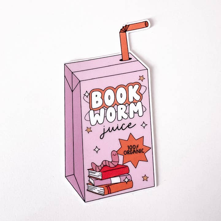 Bookworm Juice Sticker for wholesale by Painted Lavender