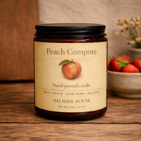 Peach Compte 8oz jar candle for wholesale by HELSHER HOUSE INC