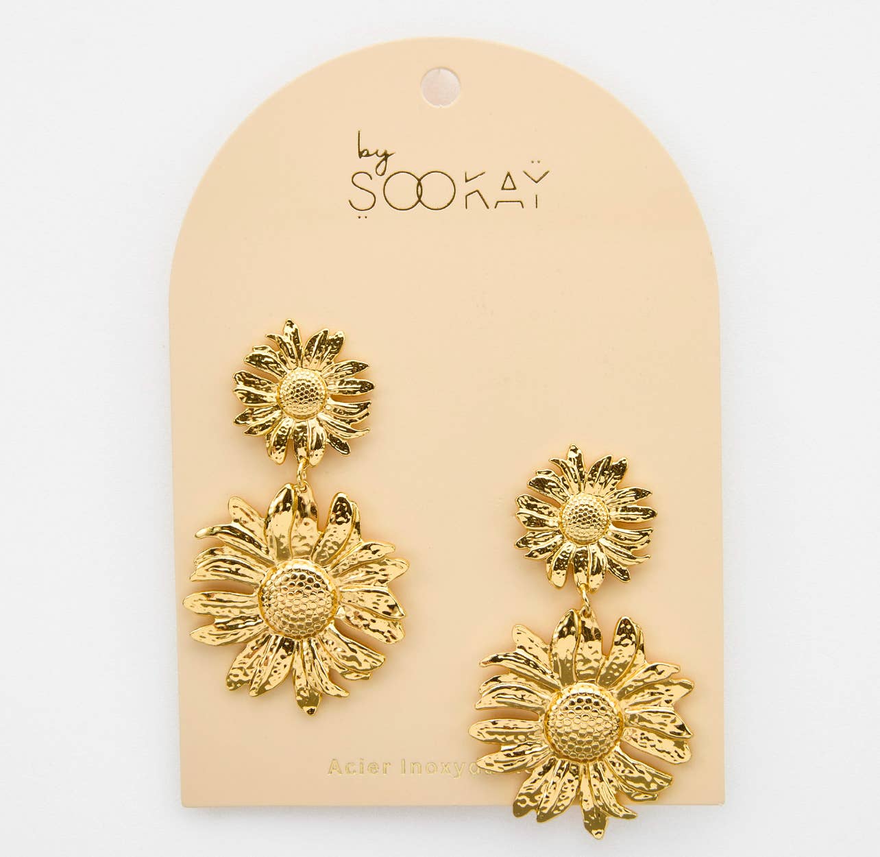 By Sookay - Wholesale Single Earring - ES064 steel flower earrings, double sunflower0