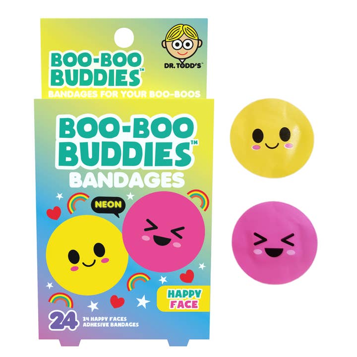 Pensos Rápidos para Crianças – Caras Felizes (24 Unidades, Sem Látex) por atacado de Boo Boo Buddies