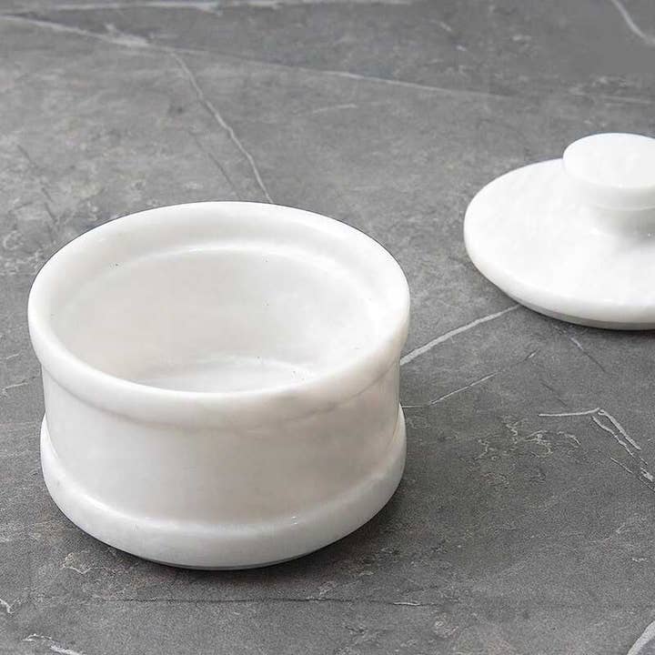 Adorn Marmor - Wholesale Salt & Pepper Shaker Set - Handmade Marble Salt Cellar With Lid
