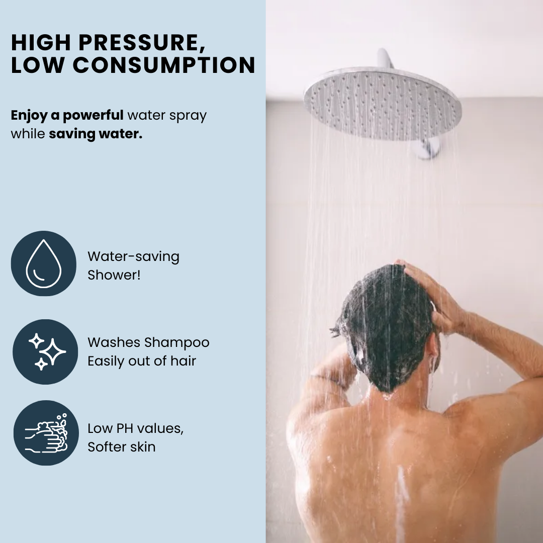 EcoRain - Wholesale Shower Head - EcoRain Stainless Steel Rain Shower Head 30 cm Round Tyler - Silver3