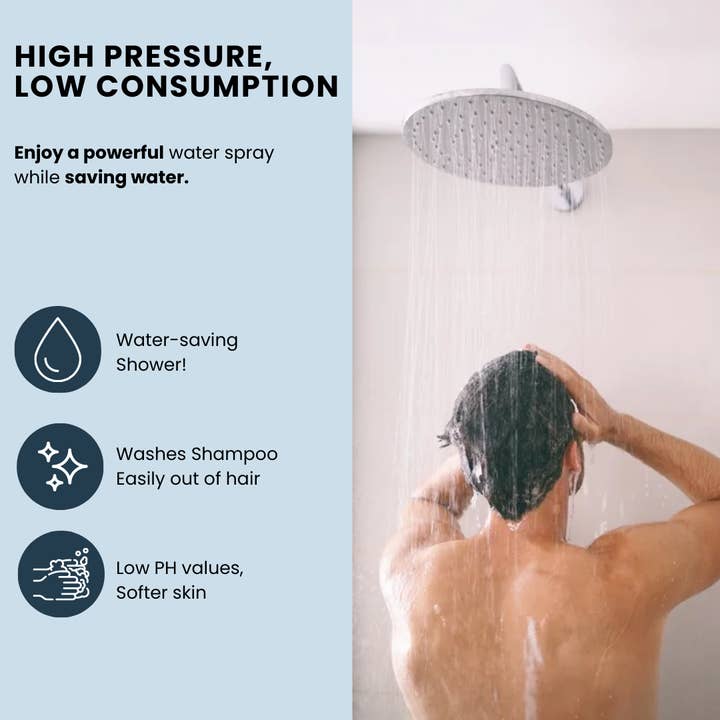 EcoRain - Wholesale Shower Head - EcoRain Stainless Steel Rain Shower Head 30 cm Round Tyler - Silver3