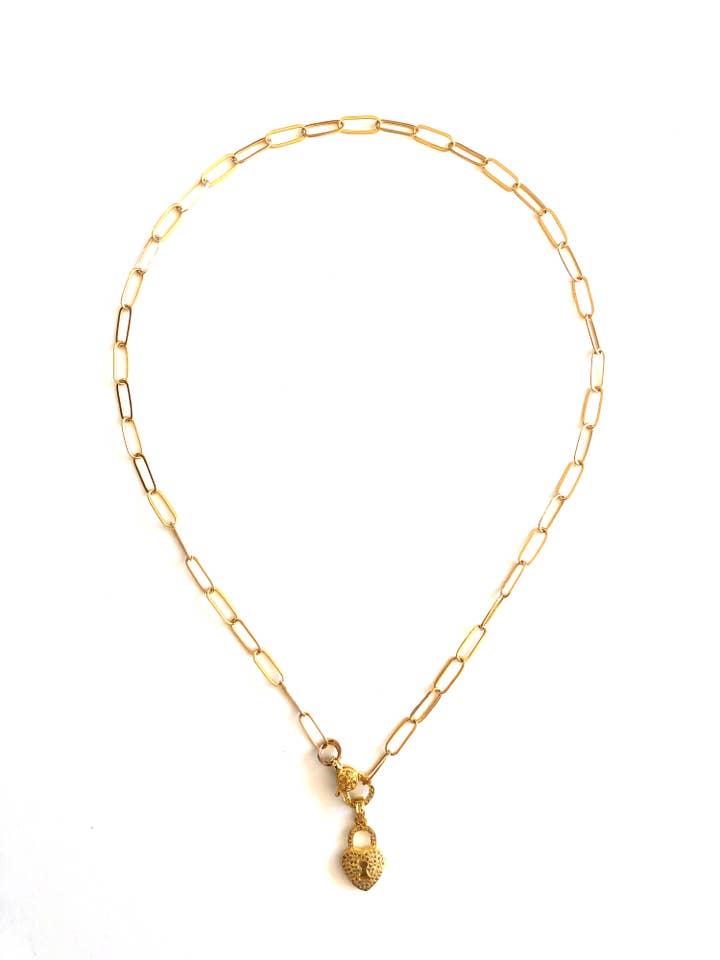 Collana a catena con ciondolo a forma di cuore con pavé di diamanti per la vendita all'ingrosso da parte di Queenbitter