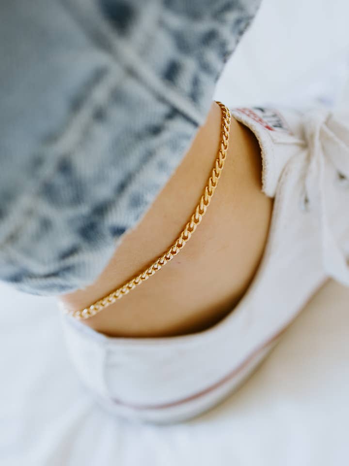Flat Curb Chain Anklet for wholesale by Sydney Rose Co.