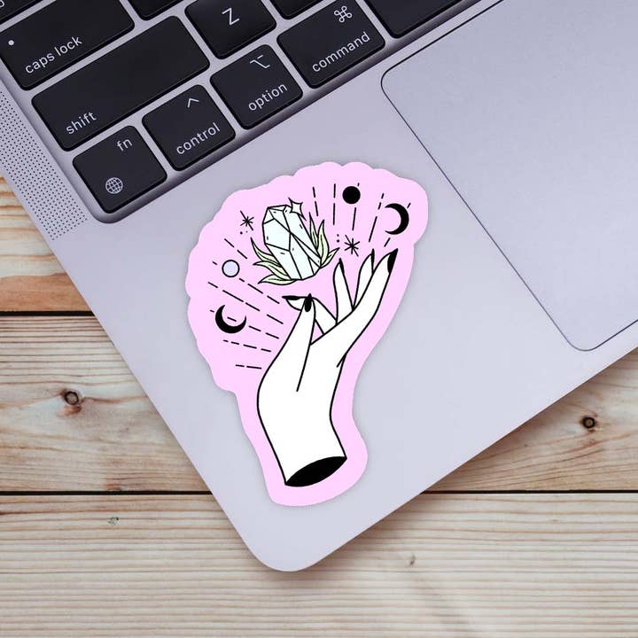 Mystic Crystals and Moon Sticker - Pink for wholesale by Big Moods