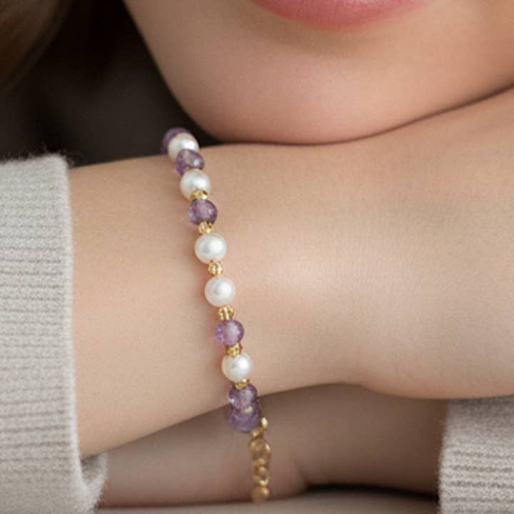 Amethyst Bead Bracelets Faceted between 3 & 4 mm for wholesale by Artisans de Madagascar