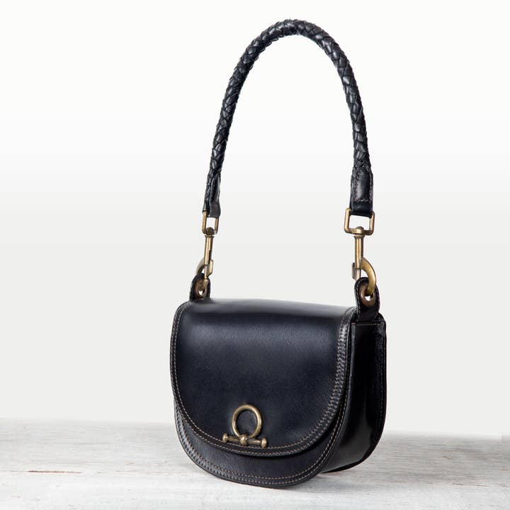 Cortina- Horse Bit Lock Luxury Leather Crossbody Handbag in Black for wholesale by URBAN-EQUESTRIAN