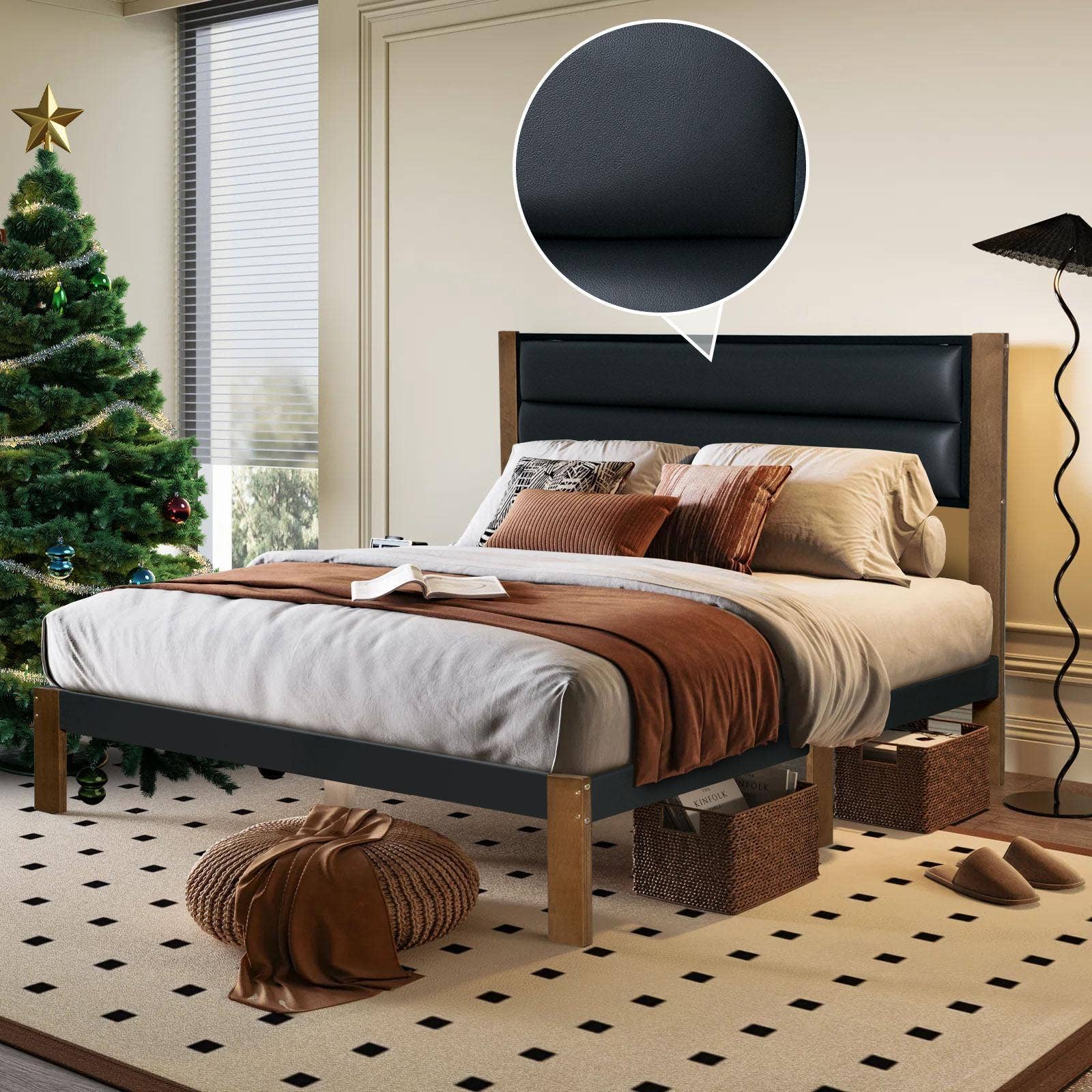 OUVR - Wholesale Bedroom Furniture - Queen Bed Frame, Platform Bed Frame with Headboard, Bed Fram5