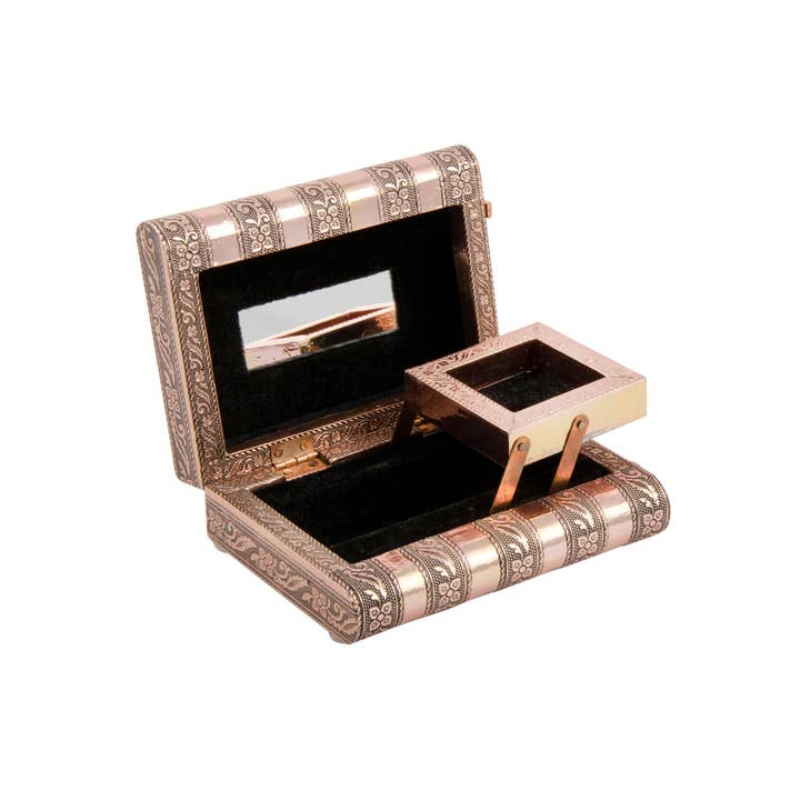 Namaste - Wholesale Jewelry Box/Organizer - Elephant Design Embossed Jewellery Box, Book Style