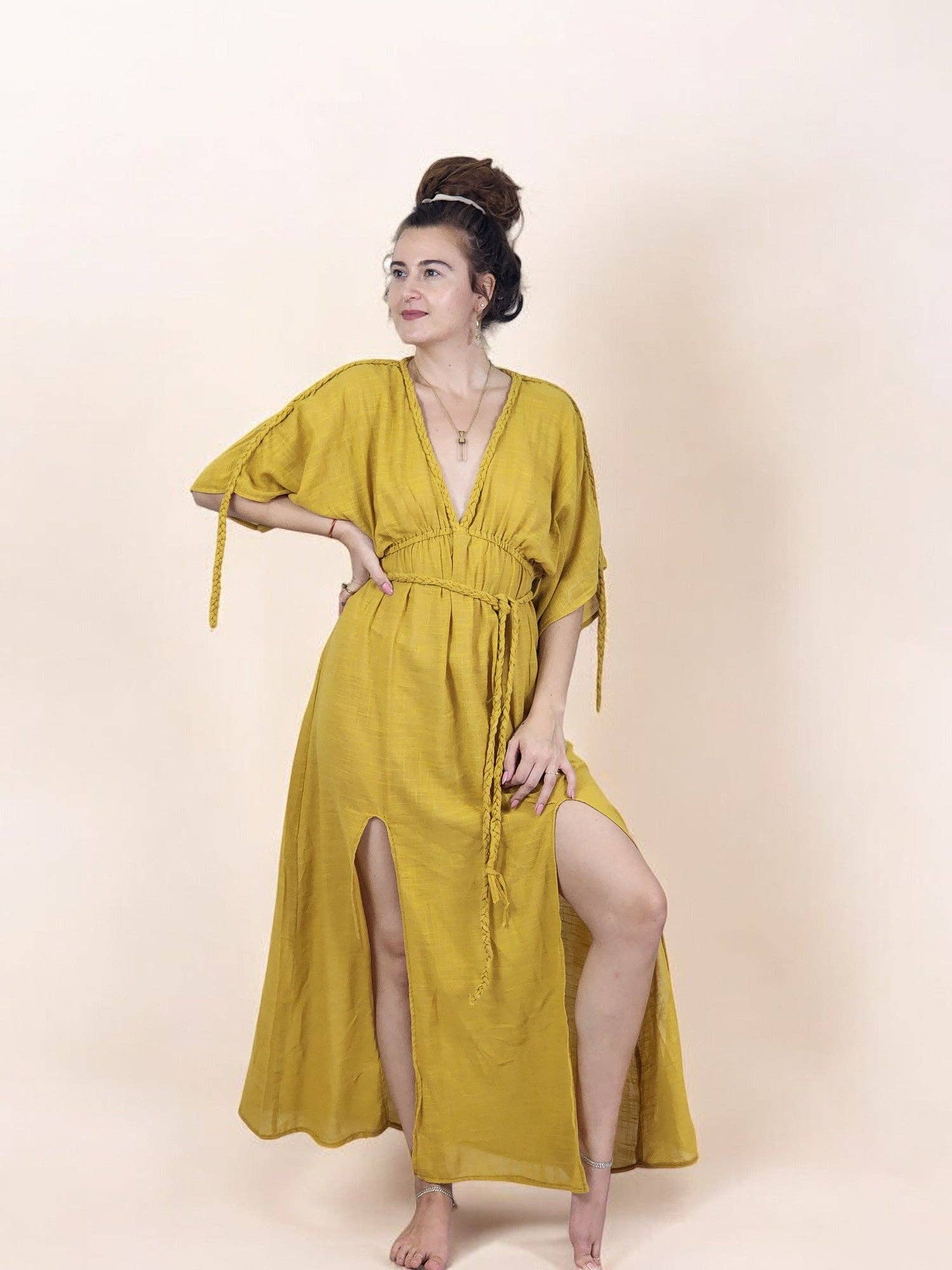 Sacred Ceremony - Wholesale Dress - Women's - Turmeric Organic Cotton Rope Goddess Maxi Dress2