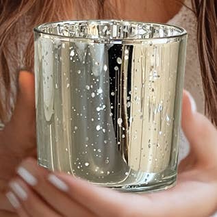 White Birch Christmas Candle Silver Electroplated candle for wholesale by Davidson Candle Company LLC