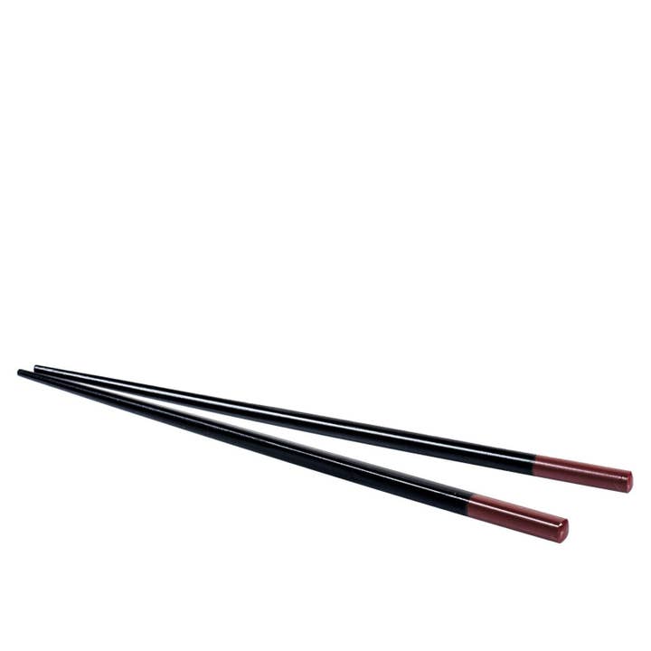 H&H – Großhandel Essstäbchen – Verpackung mit 6 Paar Sushi-Stäbchen aus schwarzem Bambus, 24 cm
