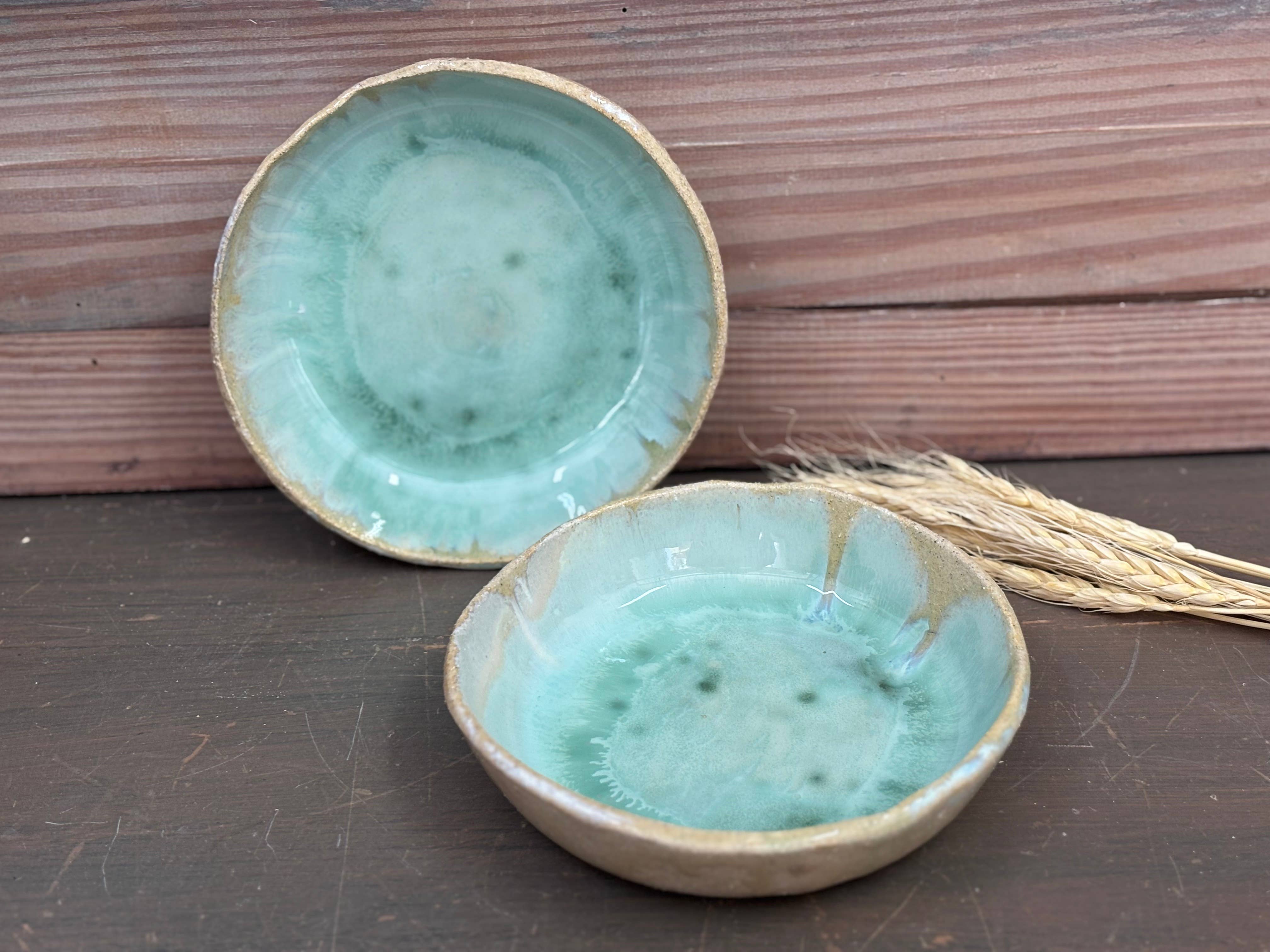 veronicaruizceramica - Wholesale Decorative Plate/Dish/Bowl - Sea green handcrafted plate – Glaze with local ashes5