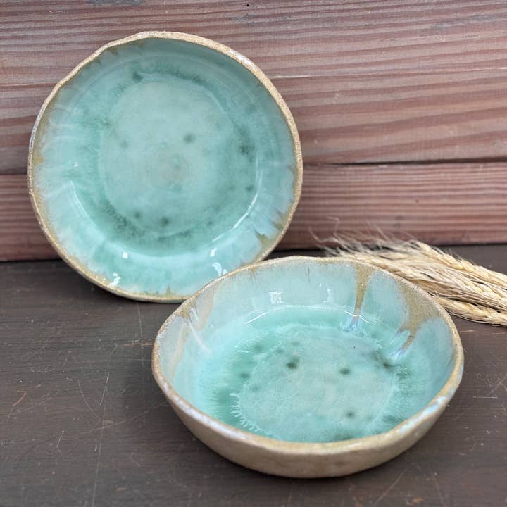 veronicaruizceramica - Wholesale Decorative Plate/Dish/Bowl - Sea green handcrafted plate – Glaze with local ashes5