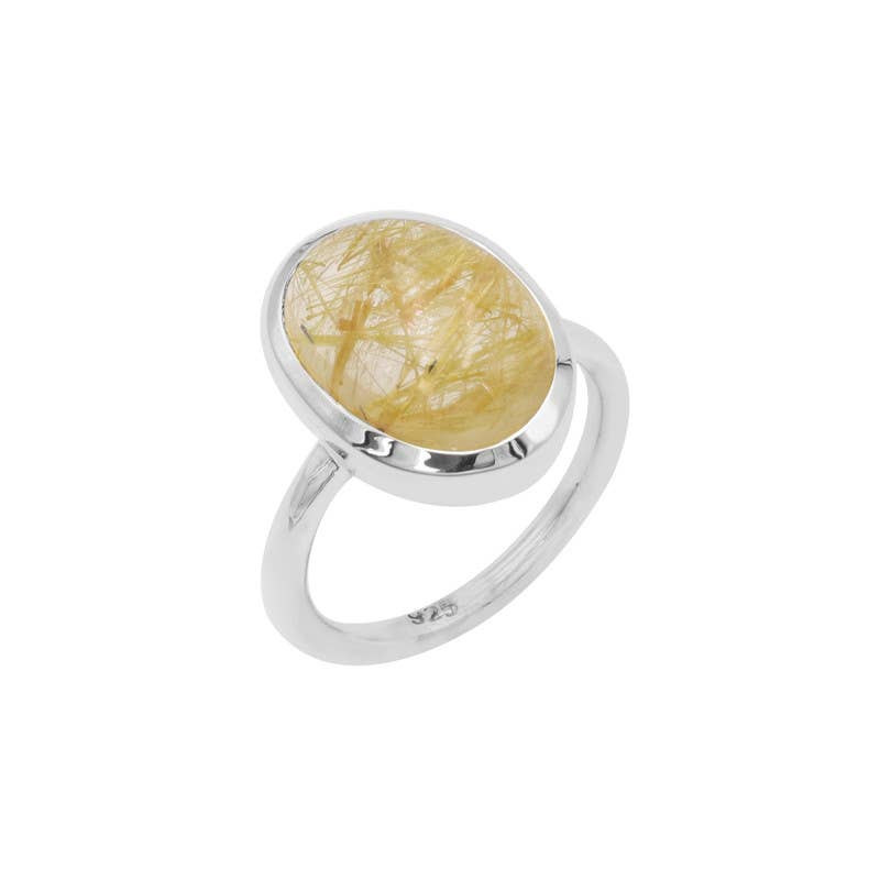Jay Jools - Wholesale Cocktail/Statement Ring - Rutilated Quartz Ring: 925 Silver Handmade Gemstone Jewelry0