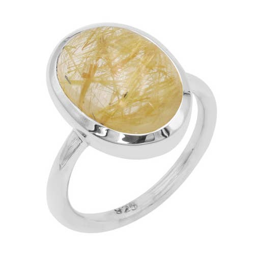 Jay Jools - Wholesale Cocktail/Statement Ring - Rutilated Quartz Ring: 925 Silver Handmade Gemstone Jewelry0