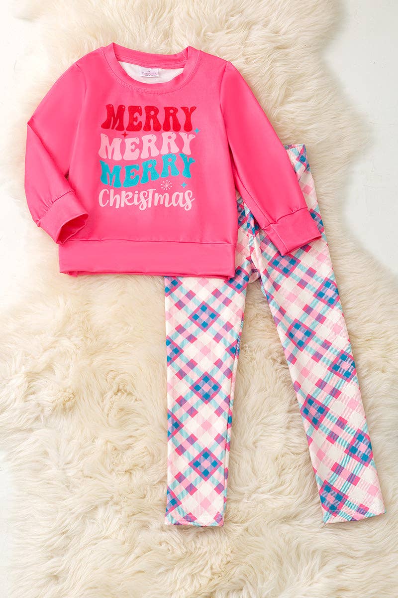 Kids Charm Online - Wholesale Top & Leggings Set - Kids - Merry Merry Merry Christmas girls sweatshirt and leggings. OFG53424 JEAN1