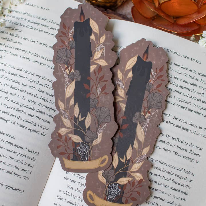 Meaggie Moos - Wholesale Bookmark - Black Flame Candle Halloween Die-Cut Bookmark2