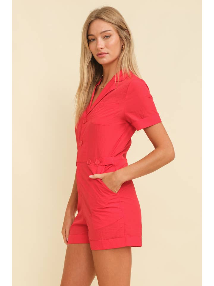 Cloud Ten - Wholesale Romper - Women's - CR11944 - BUTTON UP SHORT SLEEVE ROMPER