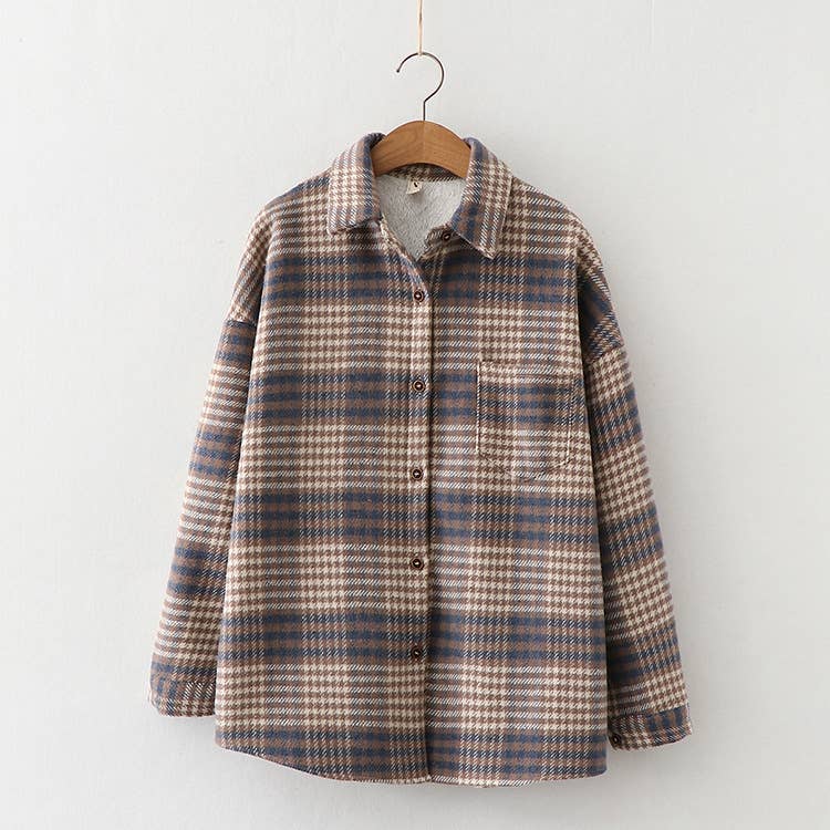 Rosa Clothing - Wholesale Shirt Jacket/Shacket - Women's - Plaid warm fleece lined button shirt jacket Shacket10