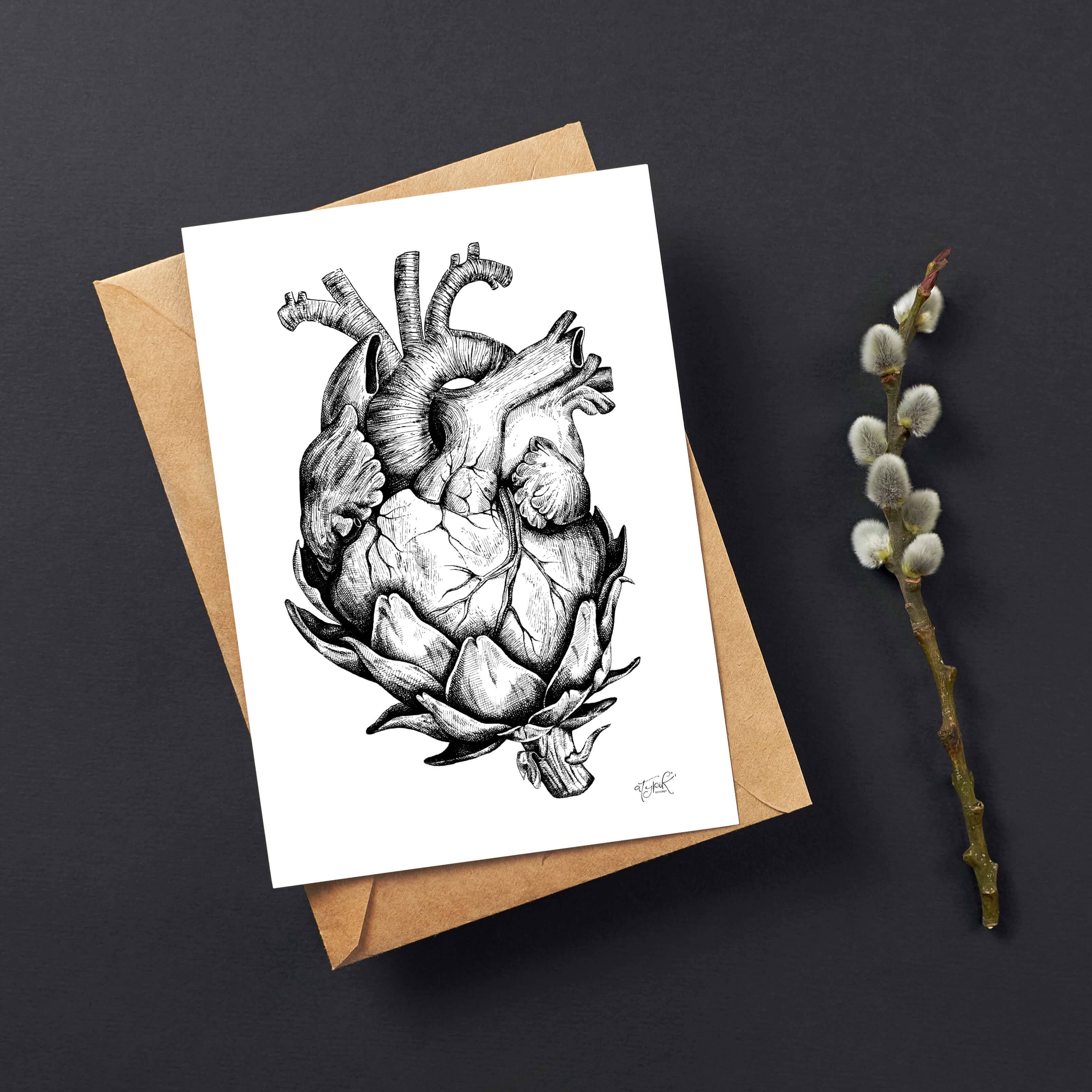 Atypik' Concept - Wholesale Postcard - Illustrated postcard ARTICHOKE HEART0