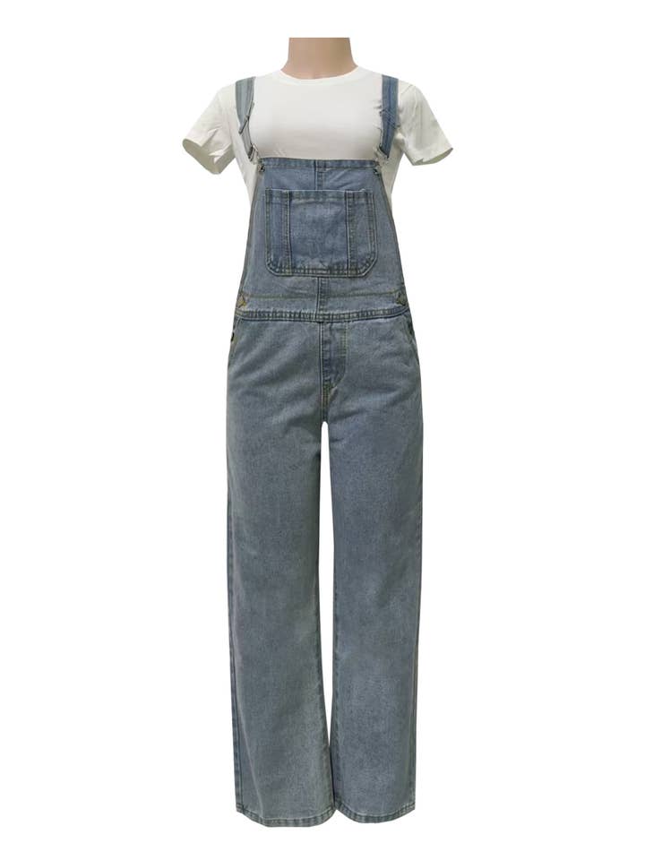 Effortless Loose-Fit Denim Overalls With Pockets for wholesale by HIDDENBRAND