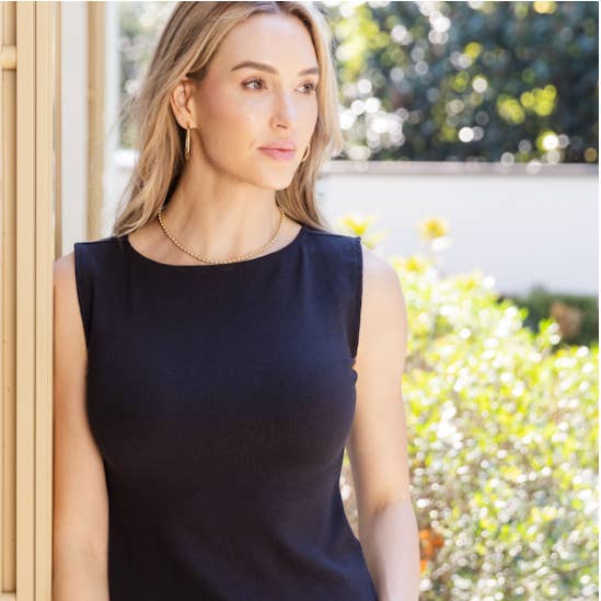 Havana Perfect Layering Ribbed Tank in Black for wholesale by erin gray