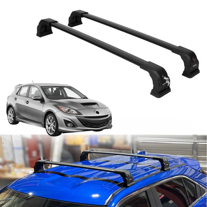 Barres de toit verrouillables de 220 lb compatibles avec Mazda 3 Hatchback 2010-2013 Noir pour la vente par Erkul Auto USA