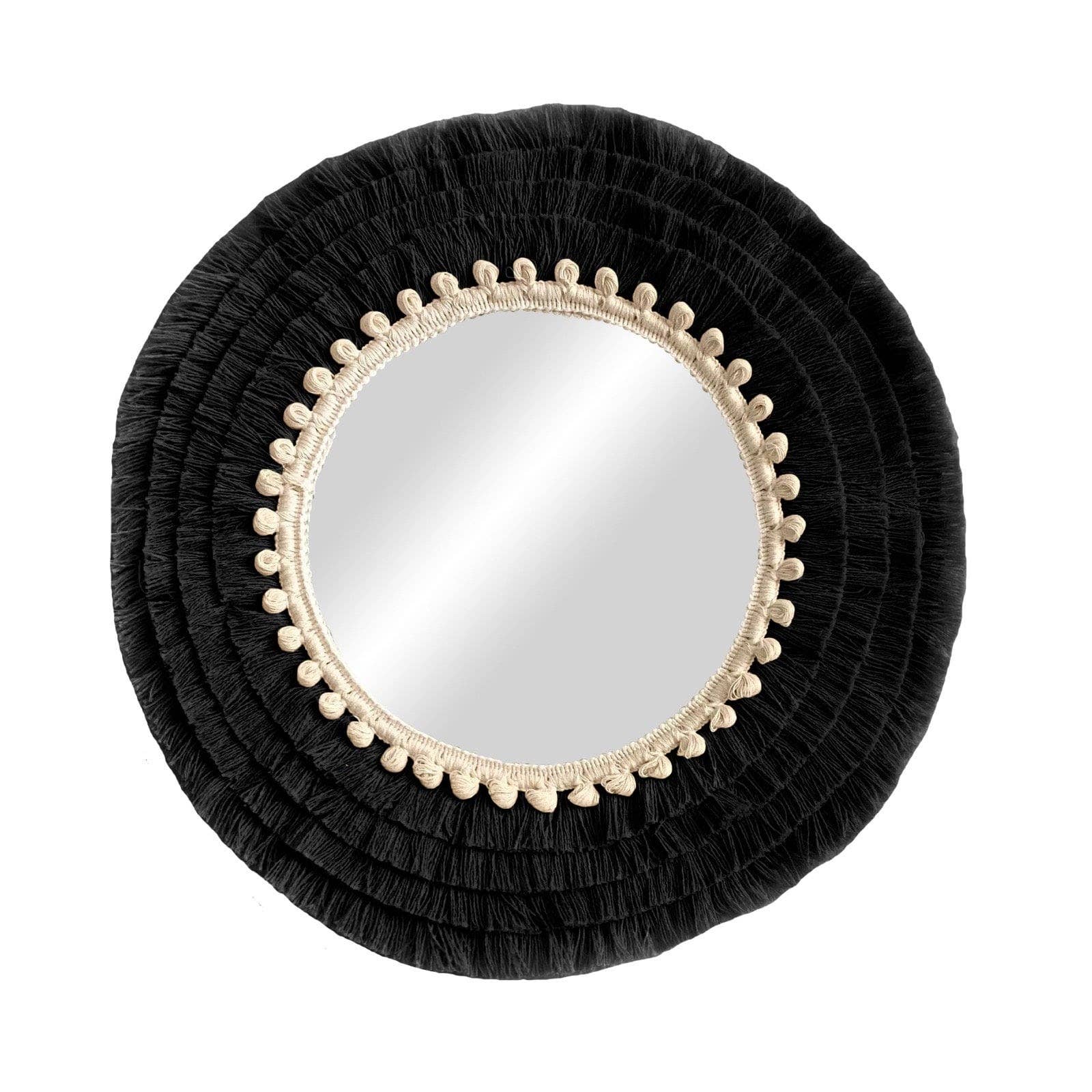 Geometrik Design - Wholesale Wall Stone - Round Wall Mirror With Cotton Fringe Boho Decor2