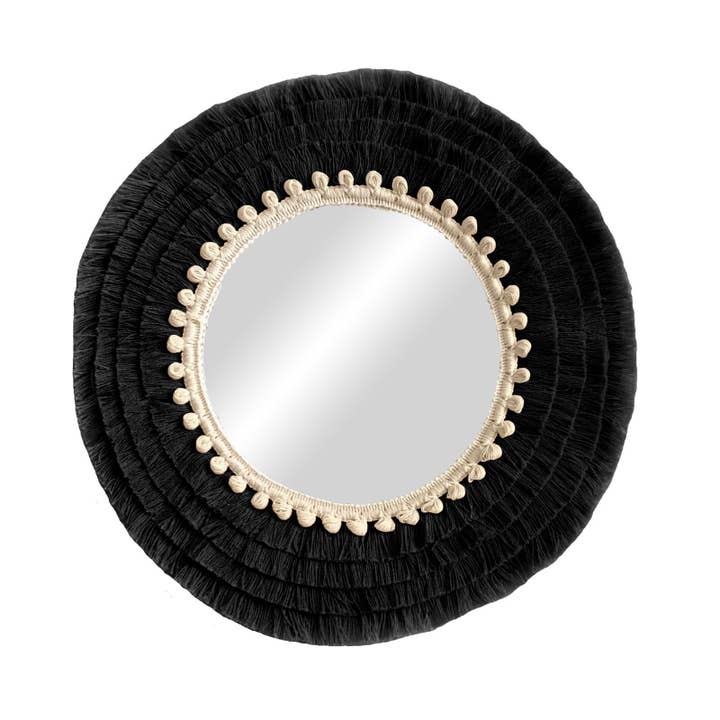 Geometrik Design - Wholesale Wall Stone - Round Wall Mirror With Cotton Fringe Boho Decor2