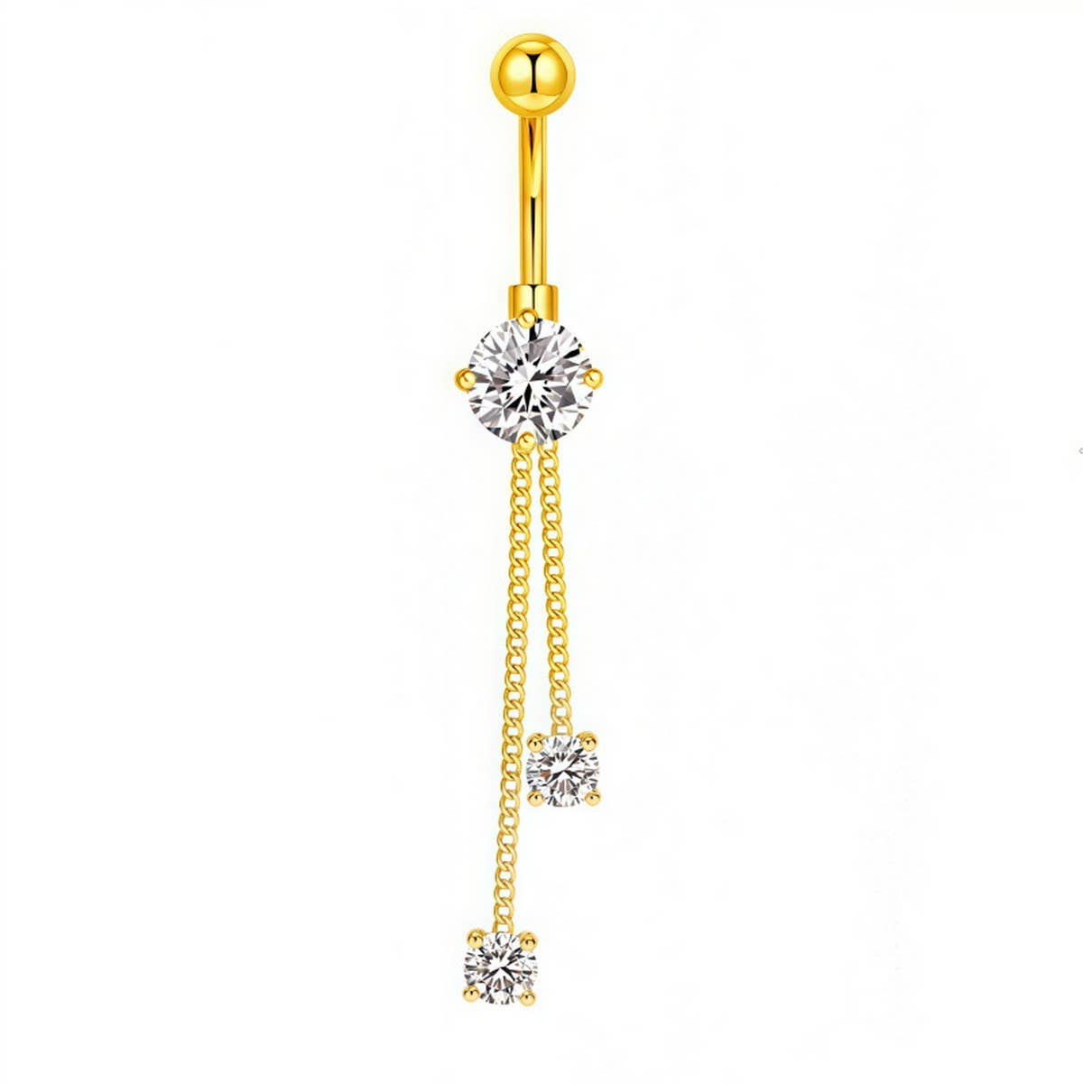 ACCITY - Wholesale Belly Ring - Long Chain CZ Belly Ring with Copper Piercing_CWMM92326