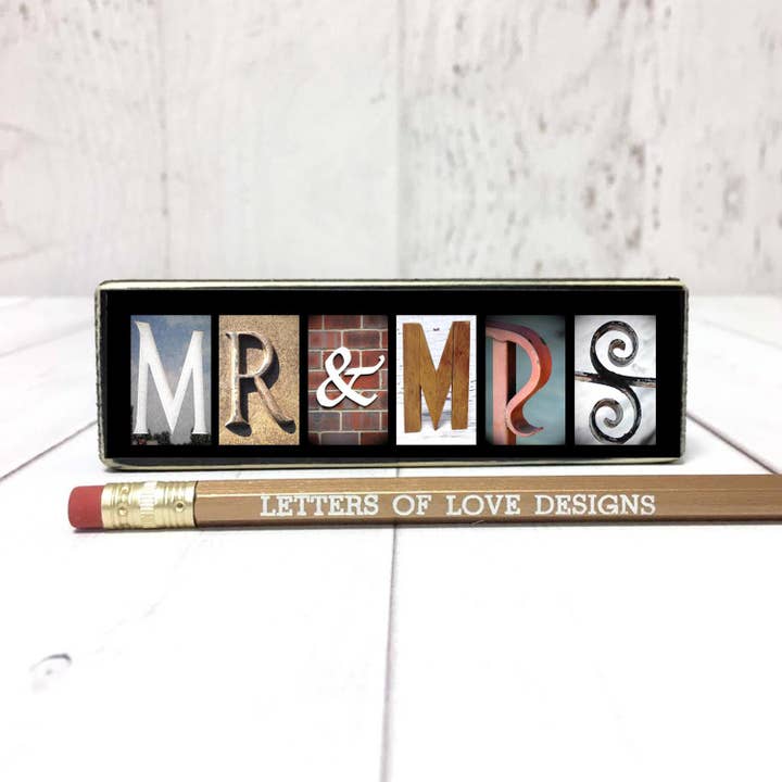 Wedding Gift, Mr & Mrs Sign, Mr and Mrs Couple Gifts for wholesale by Letters Of Love Designs