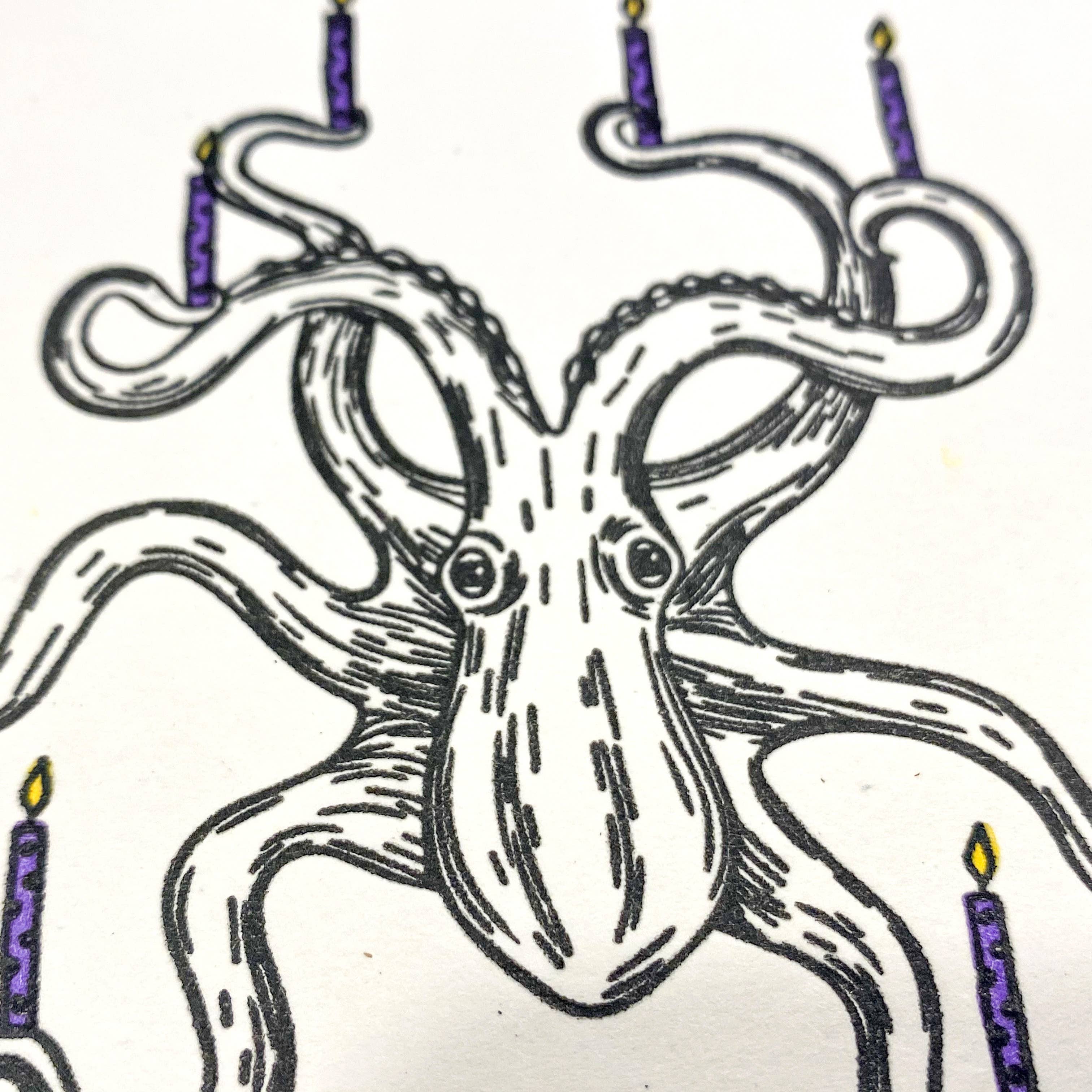 Lady Pilot Letterpress – Engroshandel Fødselsdagskort – Blæksprutte fødselsdag lykønskningskort1