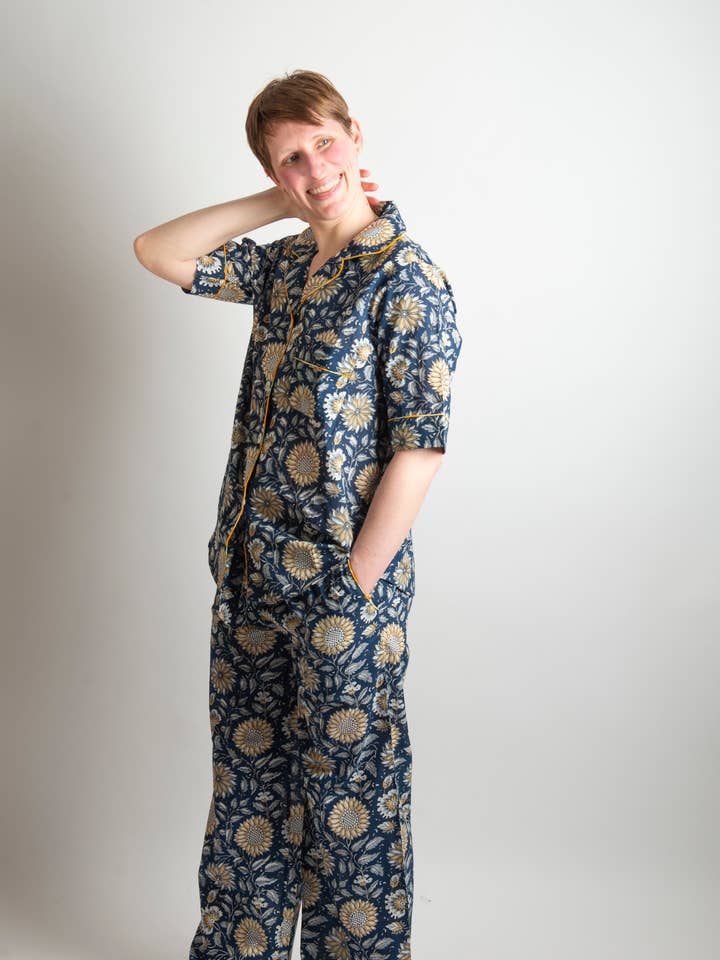 The Maura, short sleeve pj sets with wide lounge pants for wholesale by Loungewear by I am in pajamas