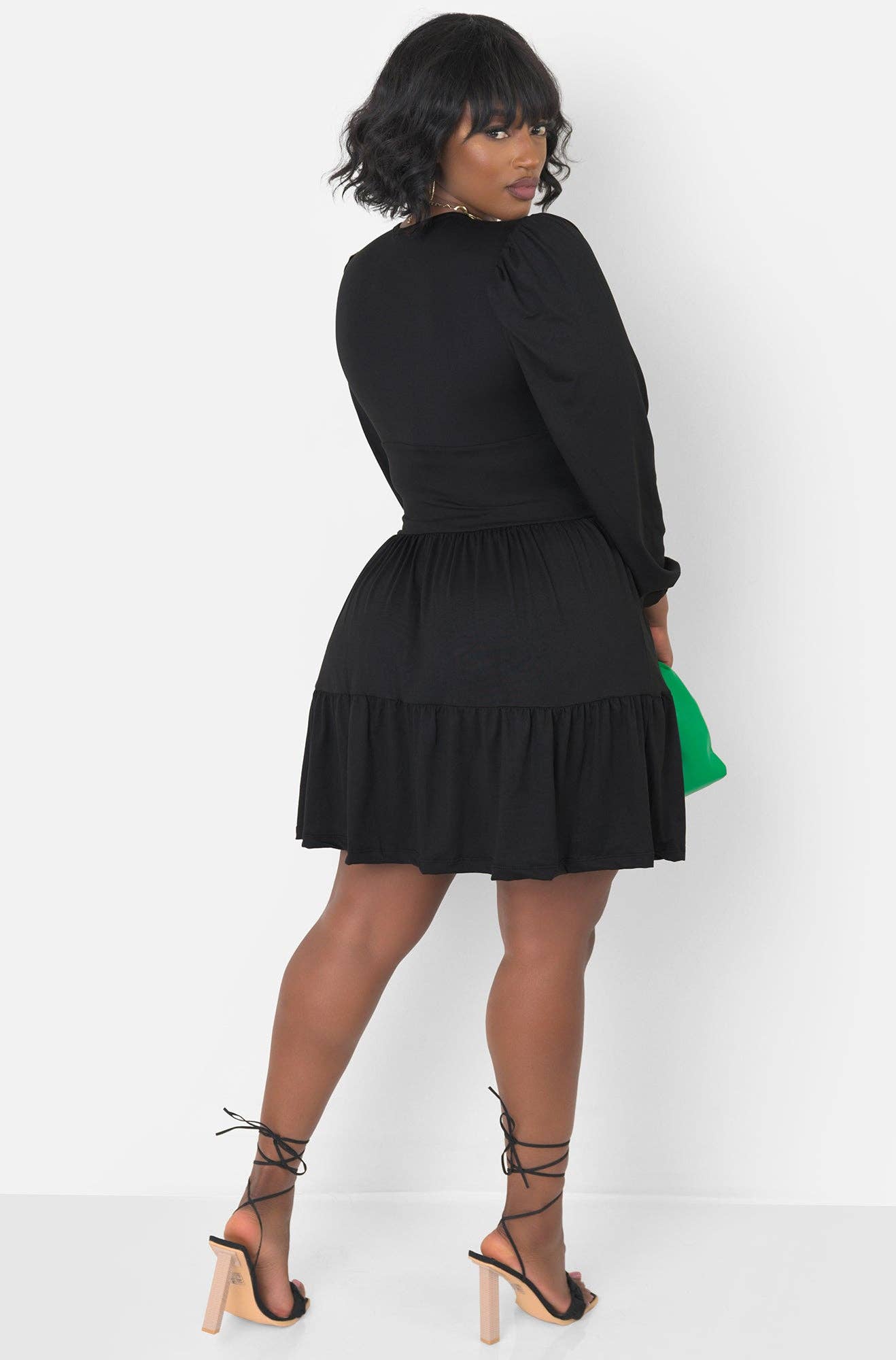 Black Time & Time Again Oversized Sleeve Skater Mini Dress for wholesale on Faire0