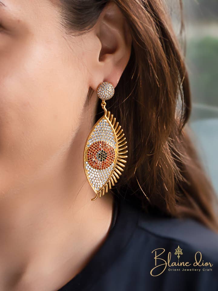 Evil Eye Earrings with Zirconia Stone for wholesale by BlaineDor