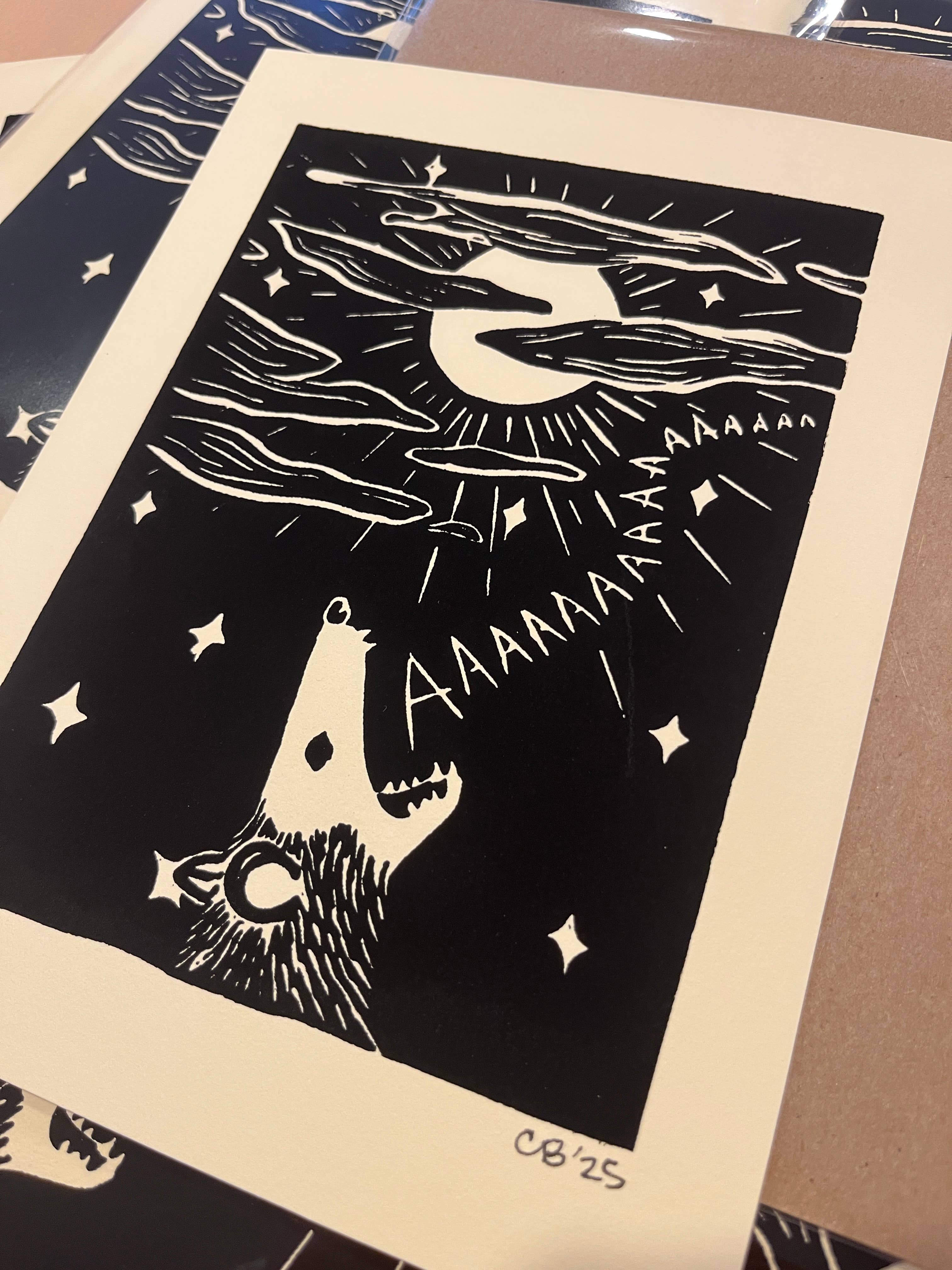 Critter Butts - Wholesale Art Print - Screaming Possum Print - Screen print on BFK Rives paper4