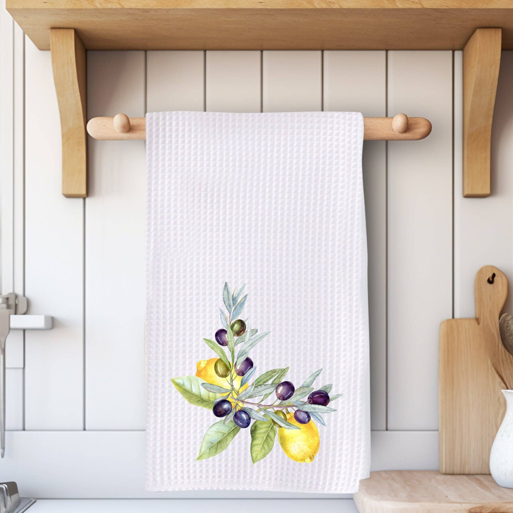 Fernville Creations - Wholesale Tea Towel - Lemon & Olive Waffle Weave Kitchen Tea Towel Farmhouse Decor4