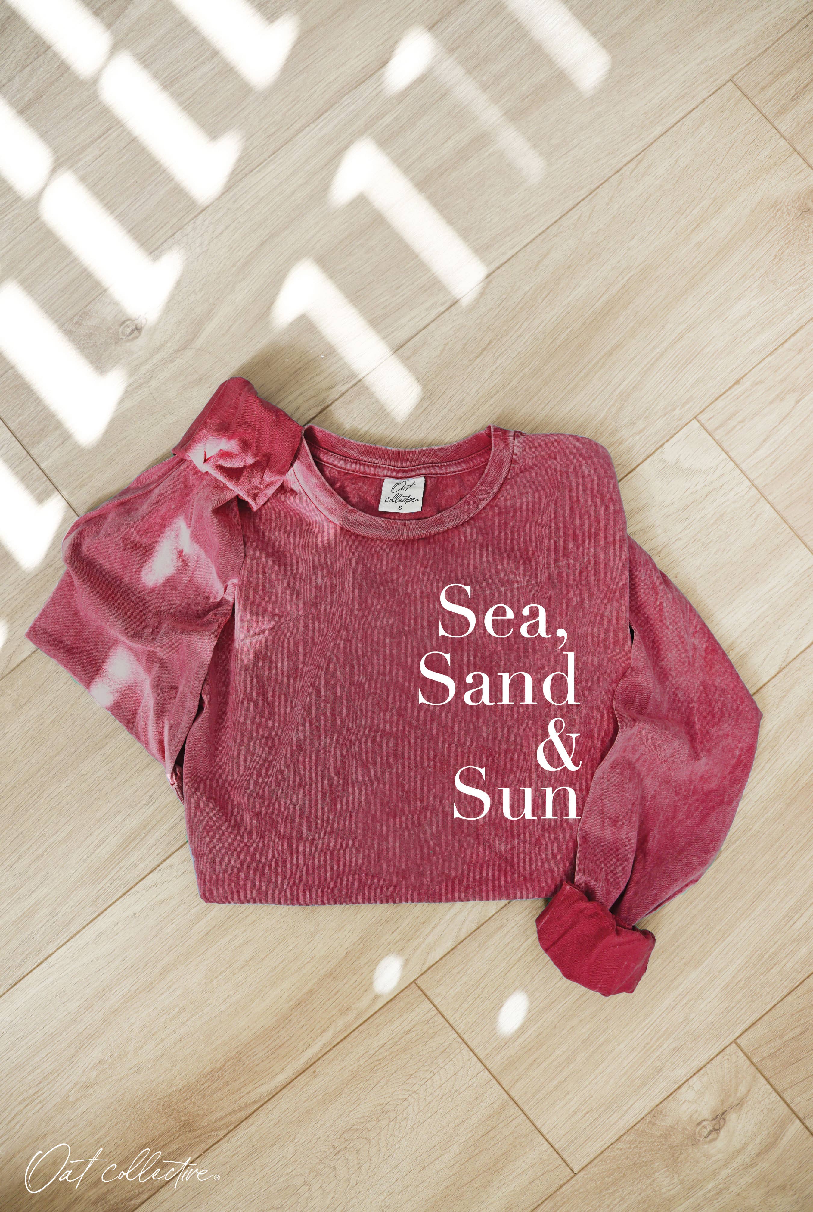 OAT COLLECTIVE - Wholesale Screen Printed T-Shirt - Women's - SEA, SAND AND SUN Mineral Washed Long Sleeve Graphic4