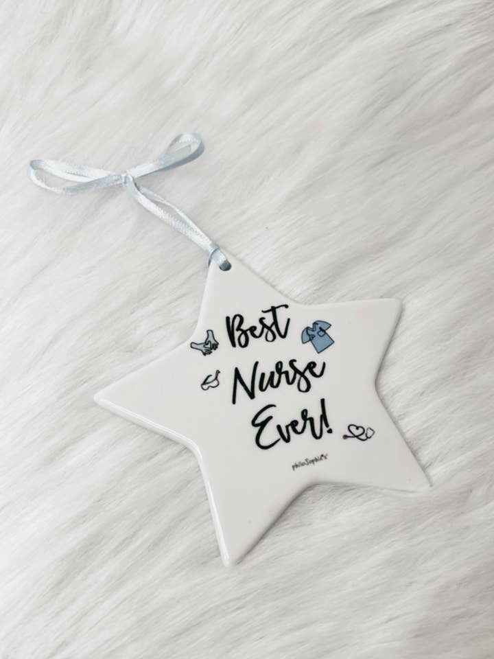 Mejor enfermera nunca - Adorno de estrella para venta al por mayor de philoSophie's Stationery & Gifts