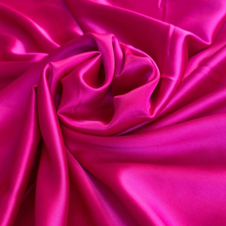GalaTextile - Wholesale Fabric - Luxury Fuchsia Stretch Satin Fabric, Vibrant Fuchsia Satin Ideal for Dresses, Gowns, and High-End Fashion, Premium Satin Spandex Blend4