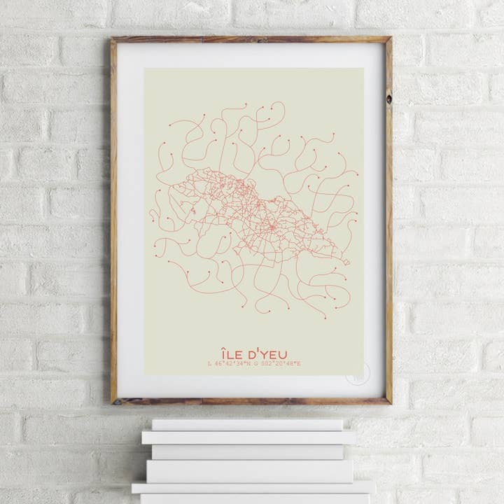 Poster van de kaart Ile d'Yeu voor wholesale door Prao Studio