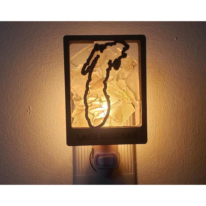 Sea Glass Displays - Wholesale Night Light - Lake Michigan Beach Glass Shadowbox Nightlight With Switch