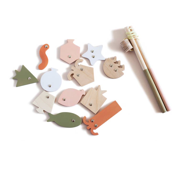 Babai – Großhandel Holzspielzeug – Kinder – Holz Angelspiel mit Magneten – Geometrische Fische7