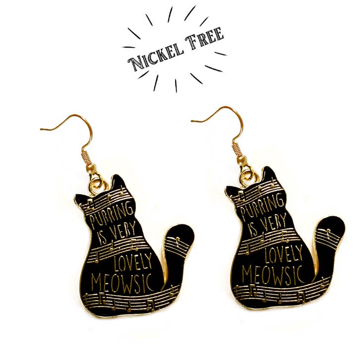 Brincos de Gato 'Purring is Very Lovely Meowsic' por atacado de Songbird Artistry